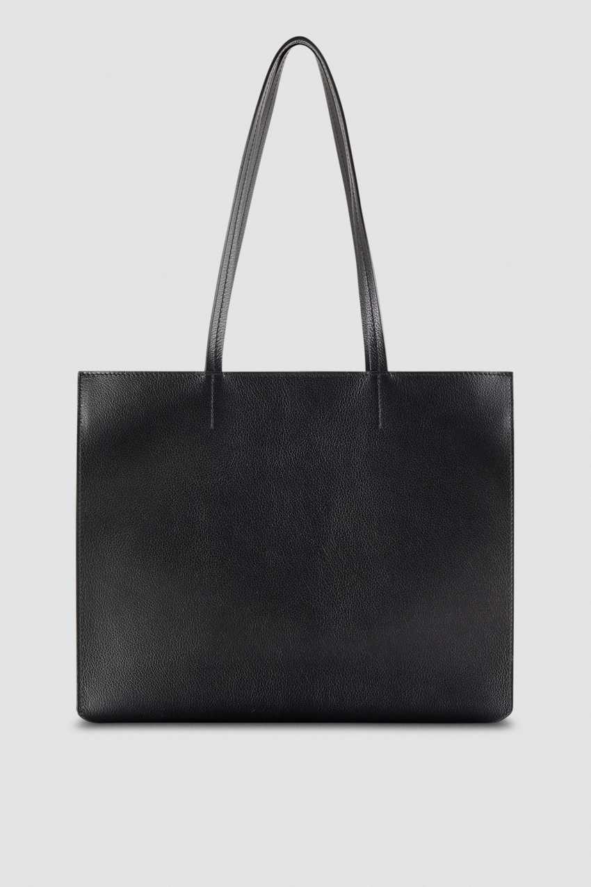 Leather shopping bag with zipper
