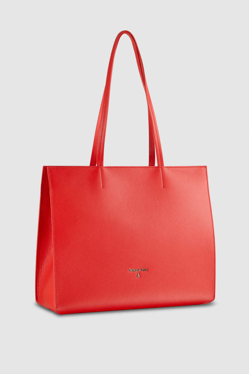 Bolso tipo shopper en piel con cremallera Rojo Patrizia Pepe