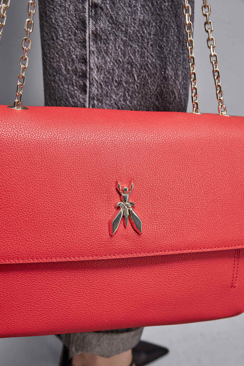 Fly Sac a bandouliere en cuir avec chaine Rouge Patrizia Pepe