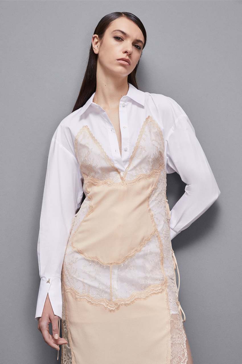 Viscose satin shirt dress