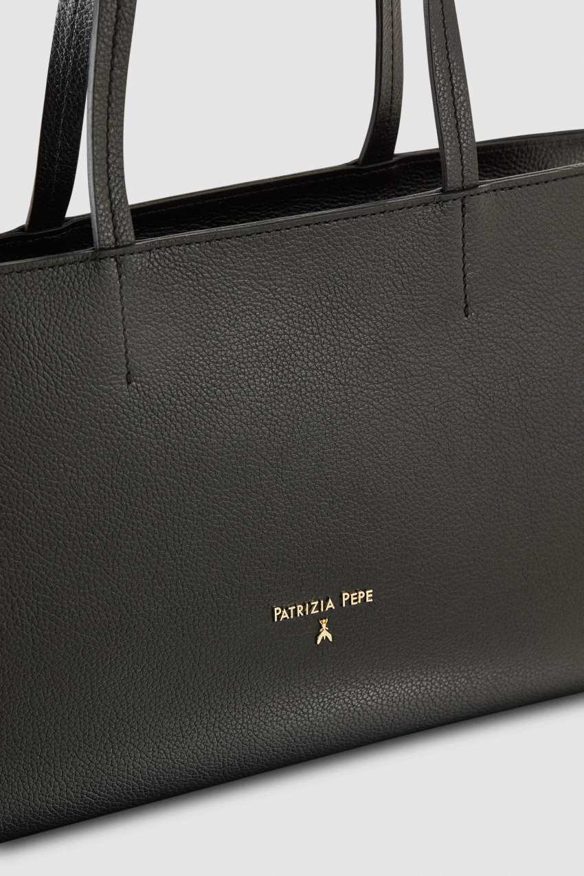 Shopping bag in pelle con zip