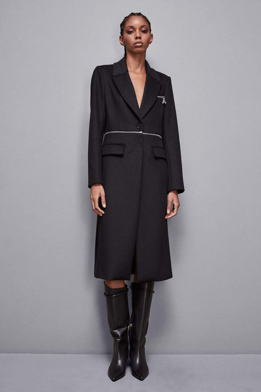 Manteau avec maxi zip a la taille Essential Noir Patrizia Pepe