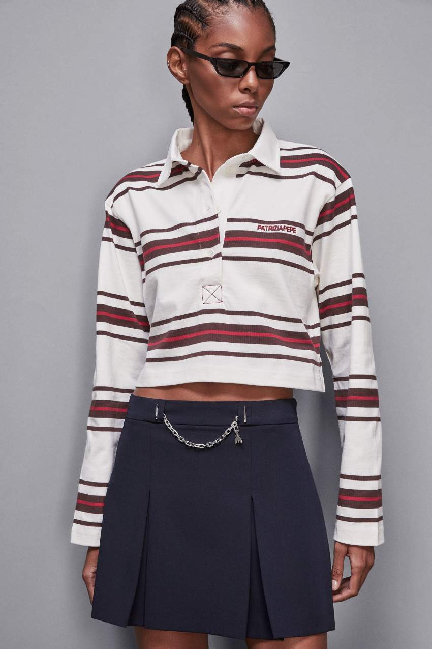Cropped polo shirt with long sleeves Brown Patrizia Pepe
