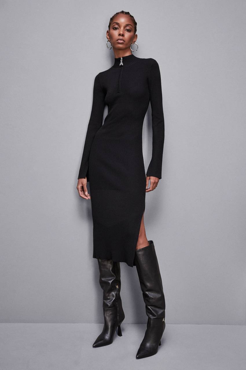 Ribbed wool midi dress Black Patrizia Pepe