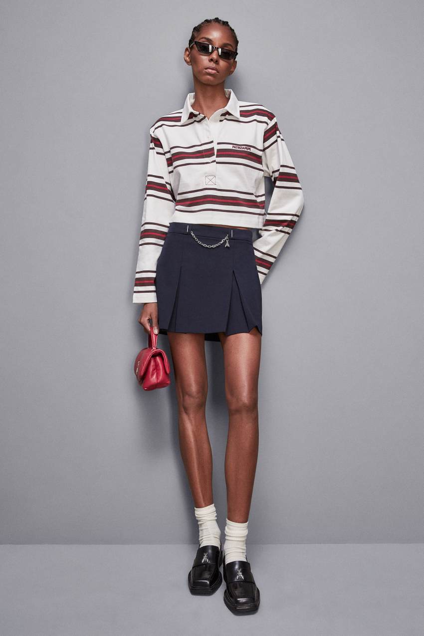 Cropped polo shirt with long sleeves Brown Patrizia Pepe