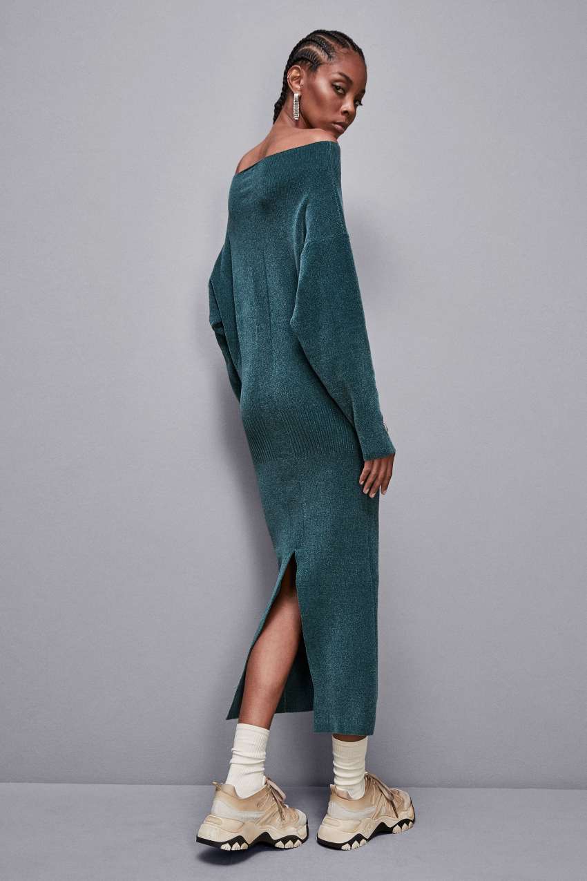 Long sleeved chenille dress Green Patrizia Pepe
