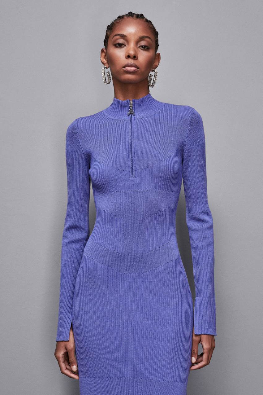 Ribbed wool midi dress Blue Patrizia Pepe