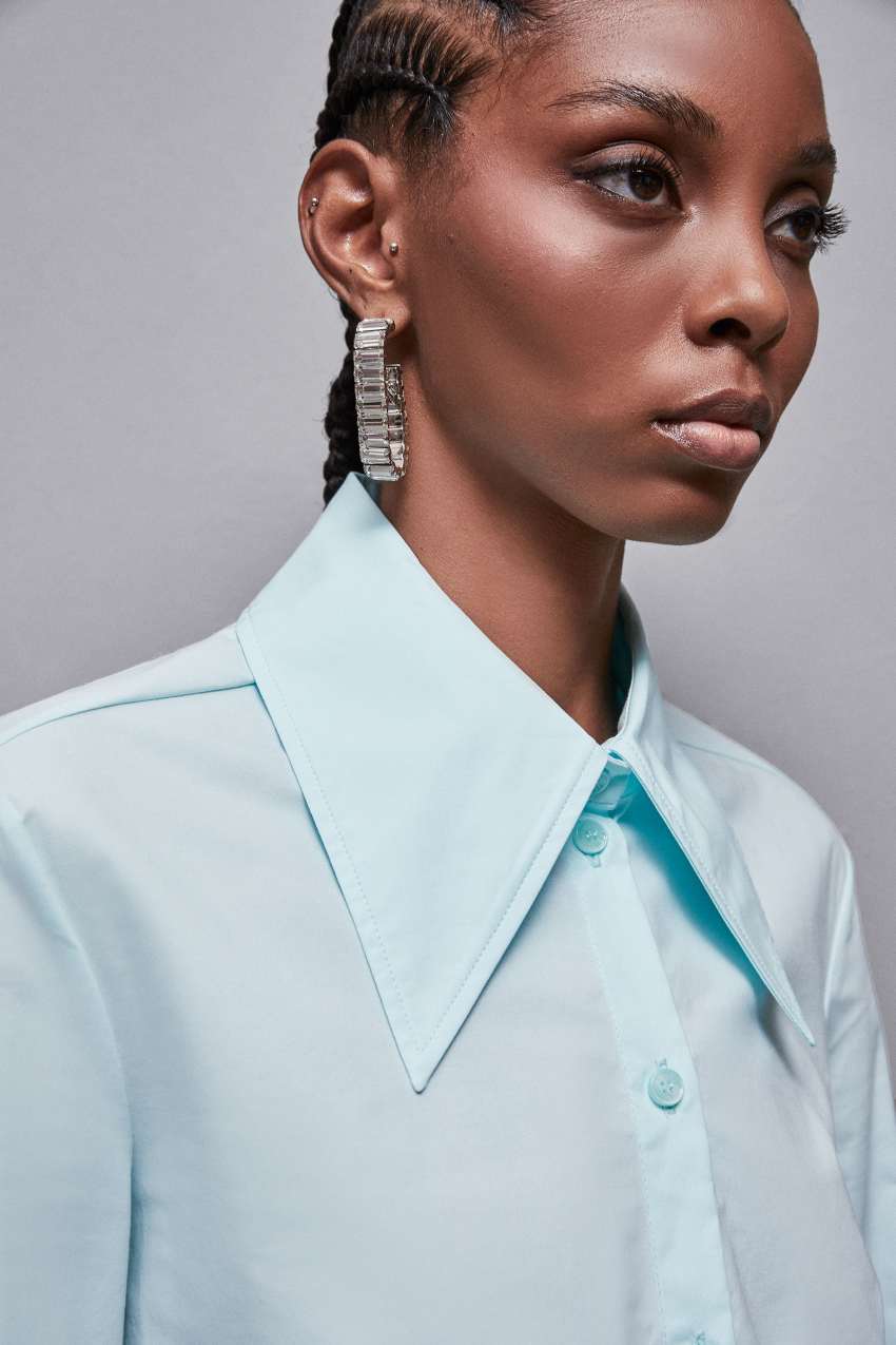 Chemise coupe slim en coton Essential Bleu Ciel Patrizia Pepe
