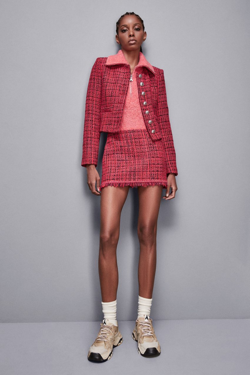 Jupe tweed rouge on sale