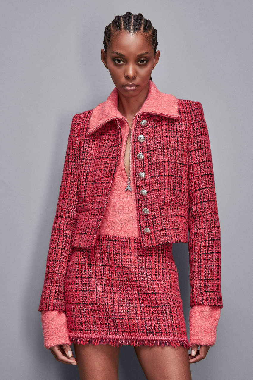 Tweed crew neck jacket