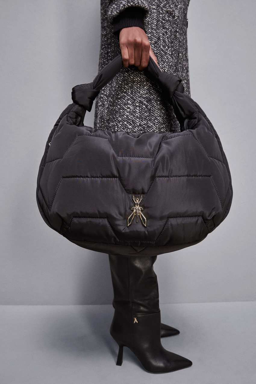 Nylon shoulder bag with zipper Black Patrizia Pepe