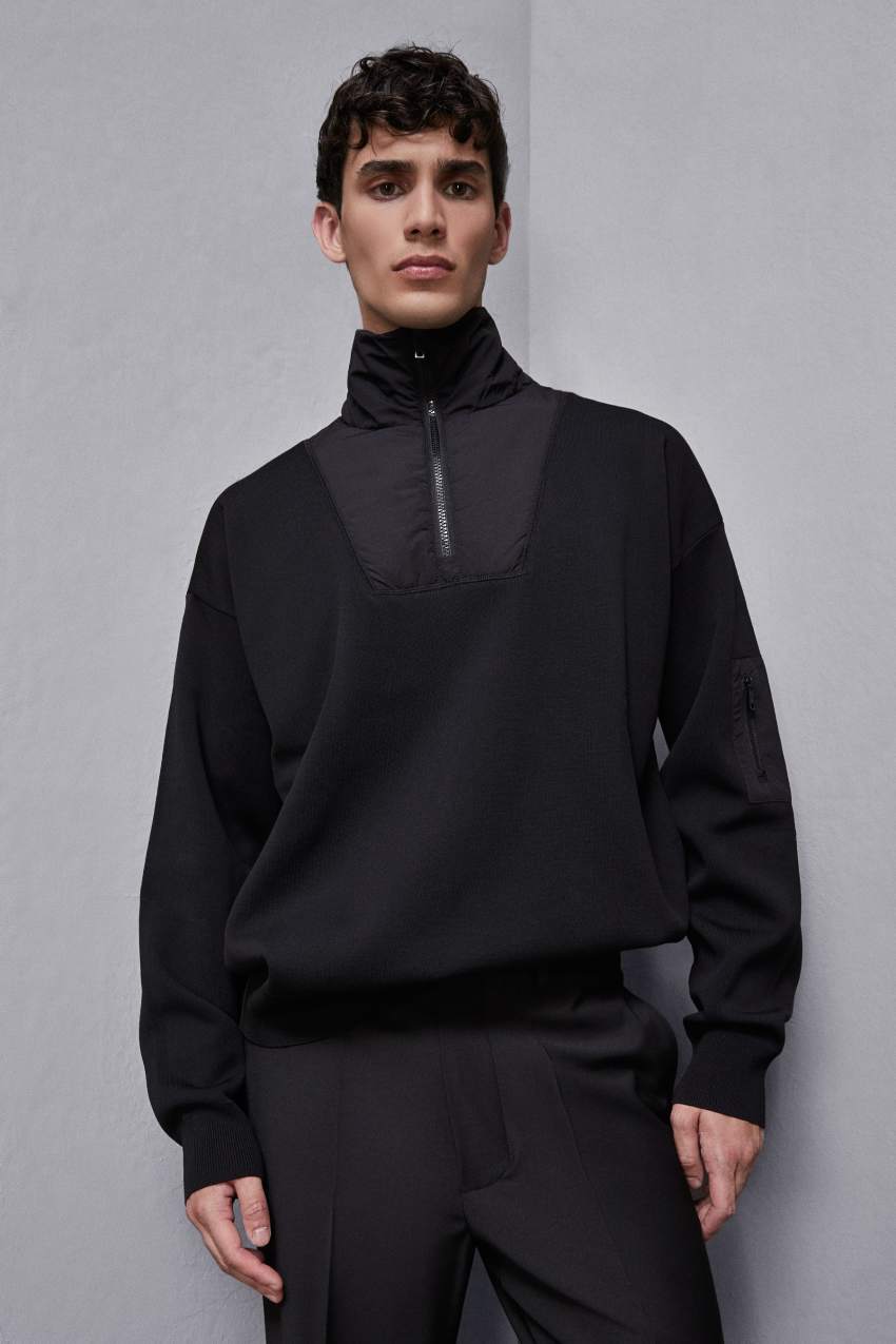 Maglia con inserti in nylon Nero Patrizia Pepe