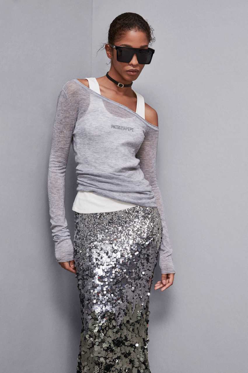 Maglia in lana maniche lunghe Grigio Patrizia Pepe