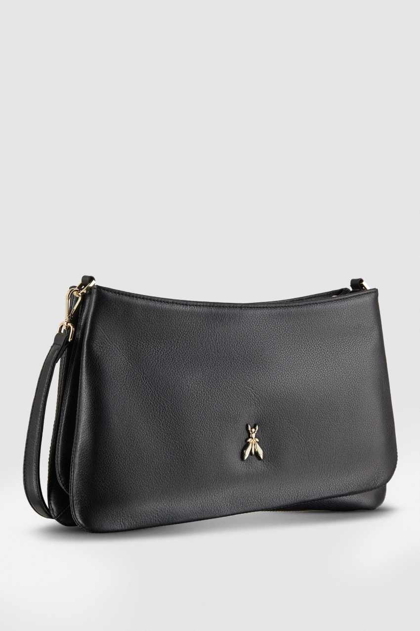 Three compartment bag with shoulder strap