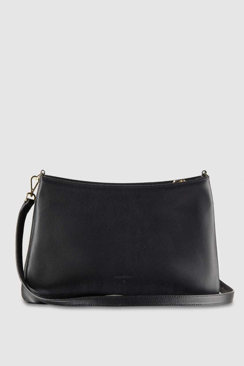 Three compartment bag with shoulder strap