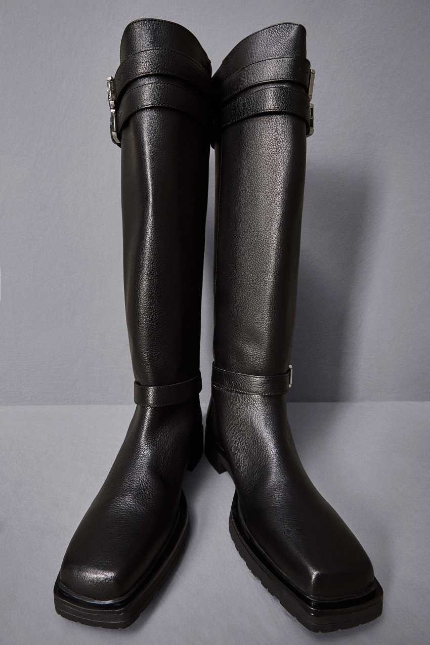 Stivali biker in pelle Nero Patrizia Pepe