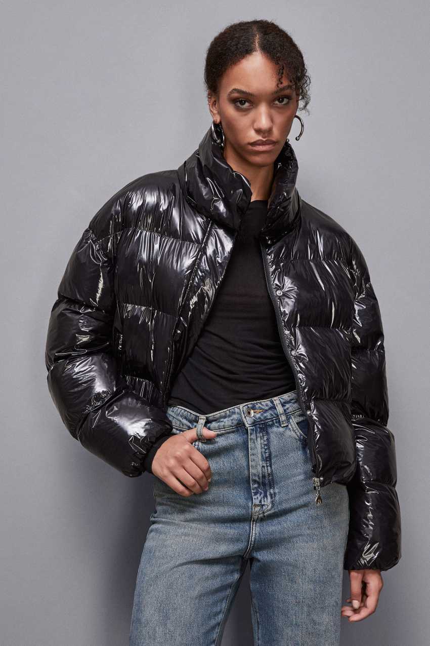 Shiny nylon long down jacket Black Patrizia Pepe