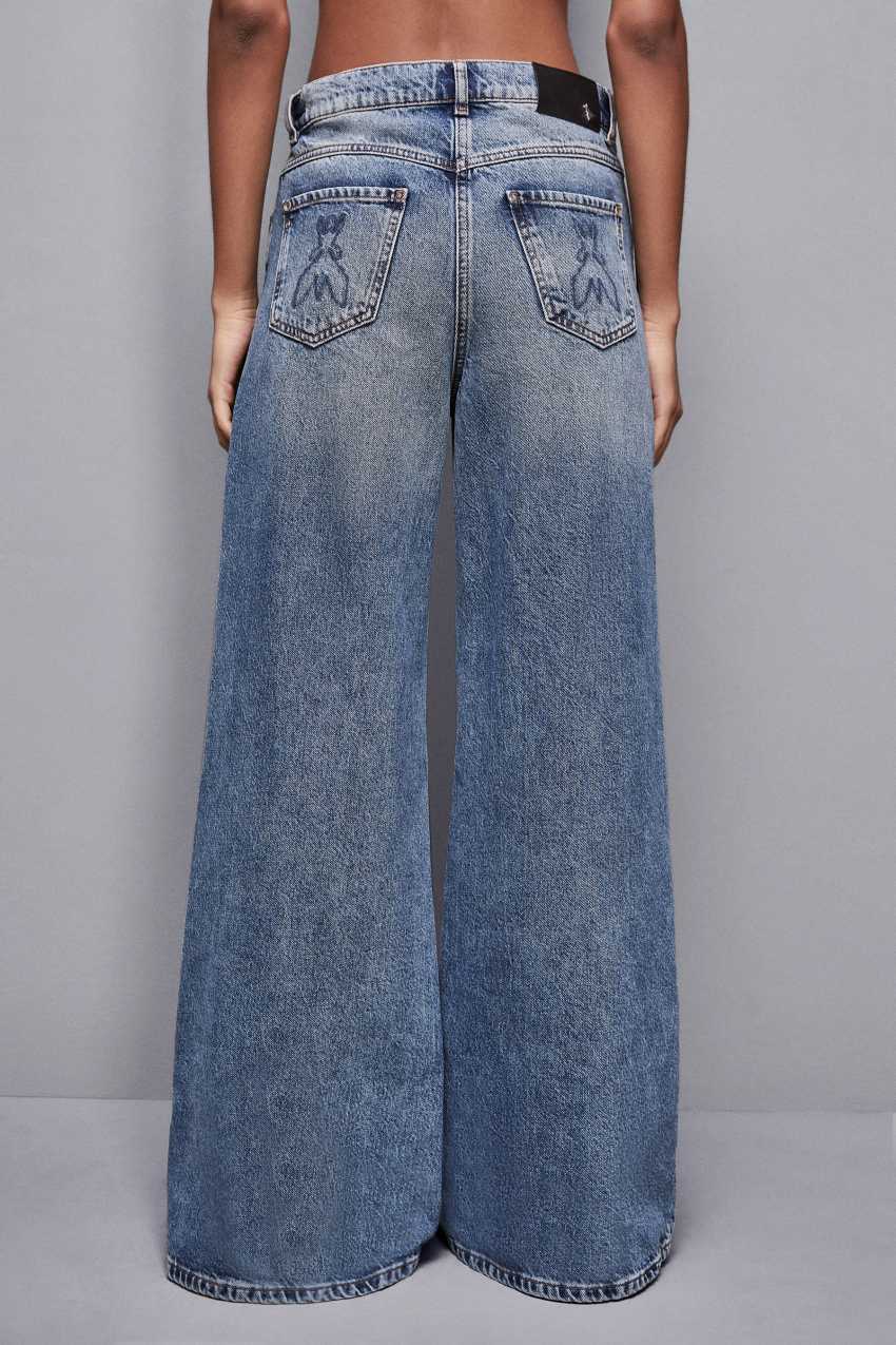 【BAON】Doneki Non Fade Wide Denim Pants DAWN Wide Straight Non-Stretch - Minimal - Medium Blue