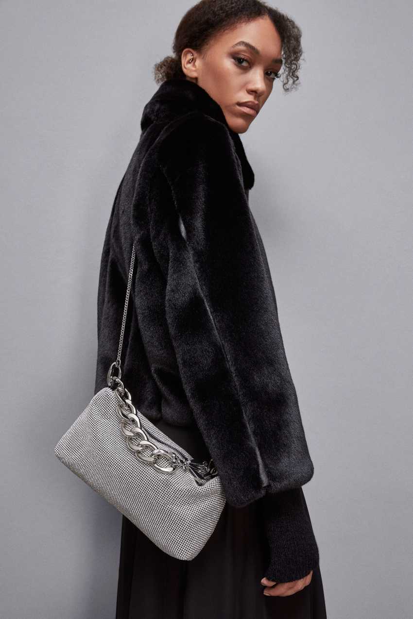 Sac a bandouliere avec strass Argent Patrizia Pepe