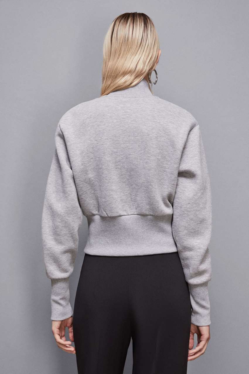 Felpa collo alto con zip in cotone Grigio Patrizia Pepe