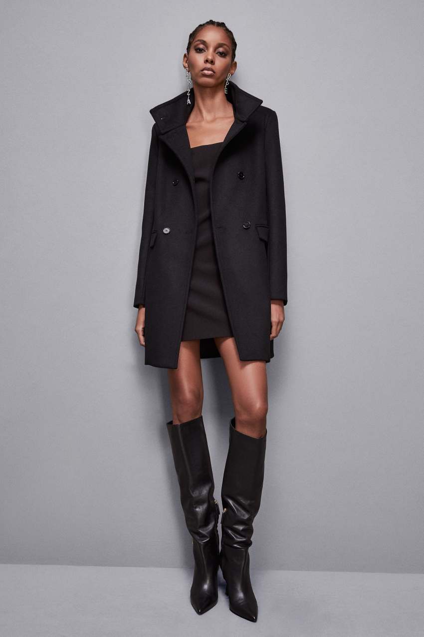 Manteau a col montant en tissu Essential Noir Patrizia Pepe