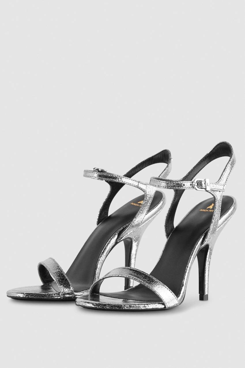 Heeled leather sandals Silver Patrizia Pepe