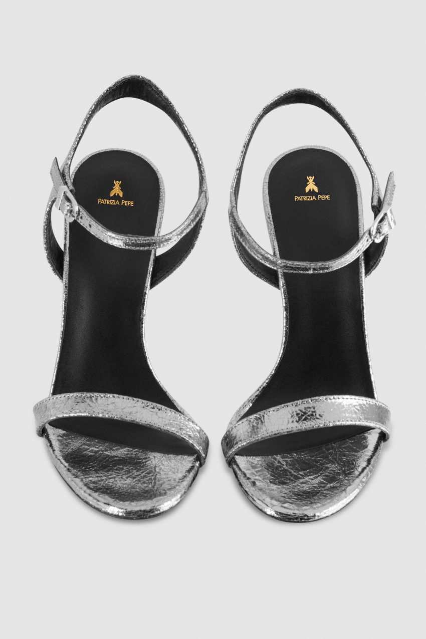 Heeled leather sandals Silver Patrizia Pepe