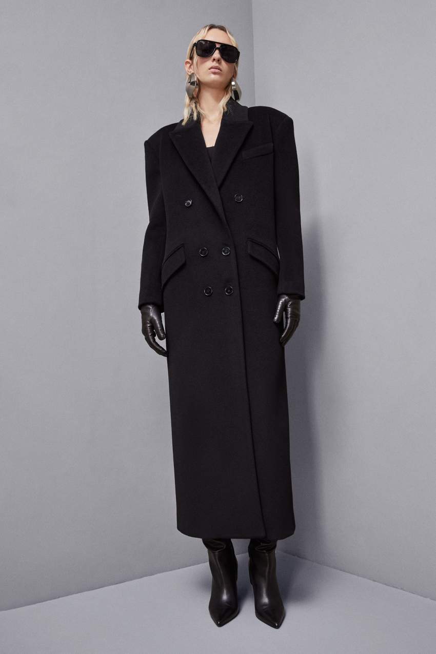 Cappotto doppio petto in panno Nero Patrizia Pepe
