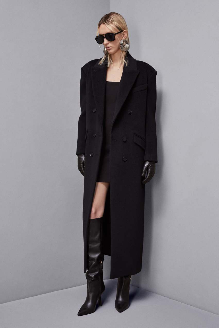 Manteau en tissu a double boutonnage Noir Patrizia Pepe