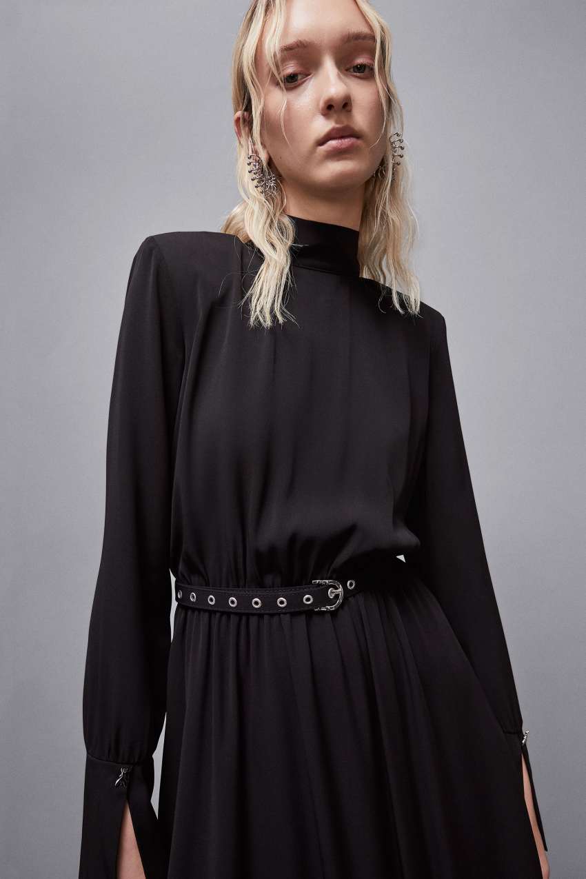 Robe avec ceinture en serge Essential Noir Patrizia Pepe