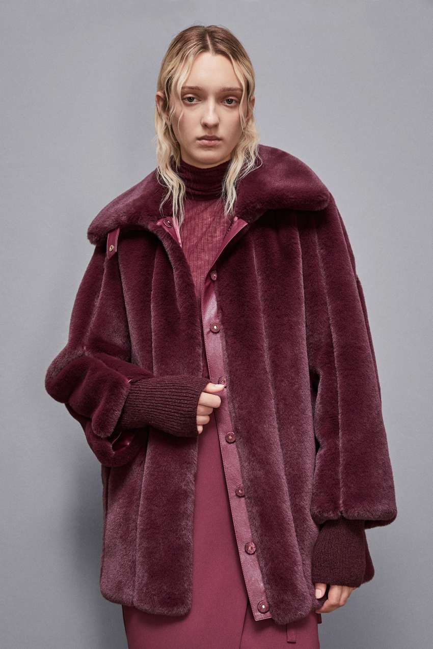 Midi synthetic fabric coat