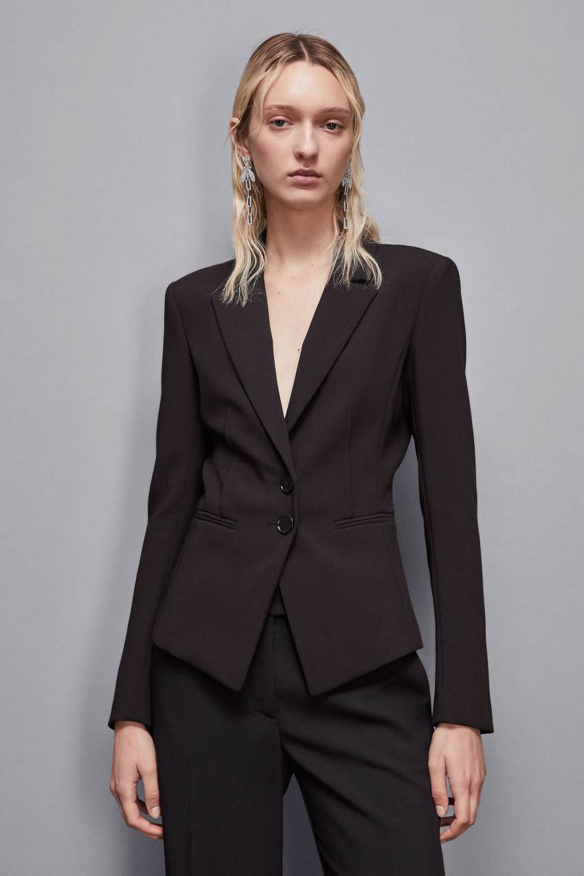 Slim fit twill blazer