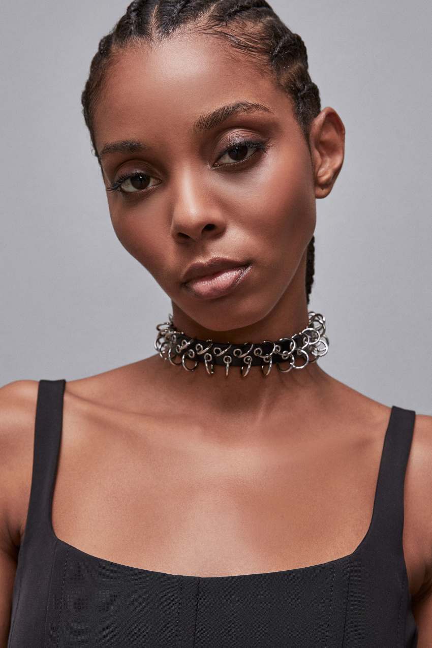 Studded leather studded choker