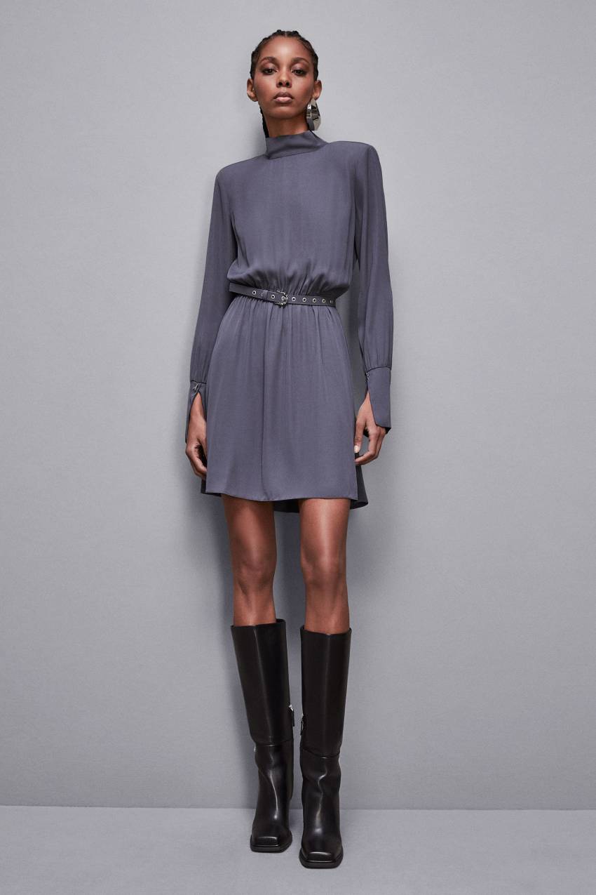 Robe avec ceinture en serge Essential Gris Patrizia Pepe