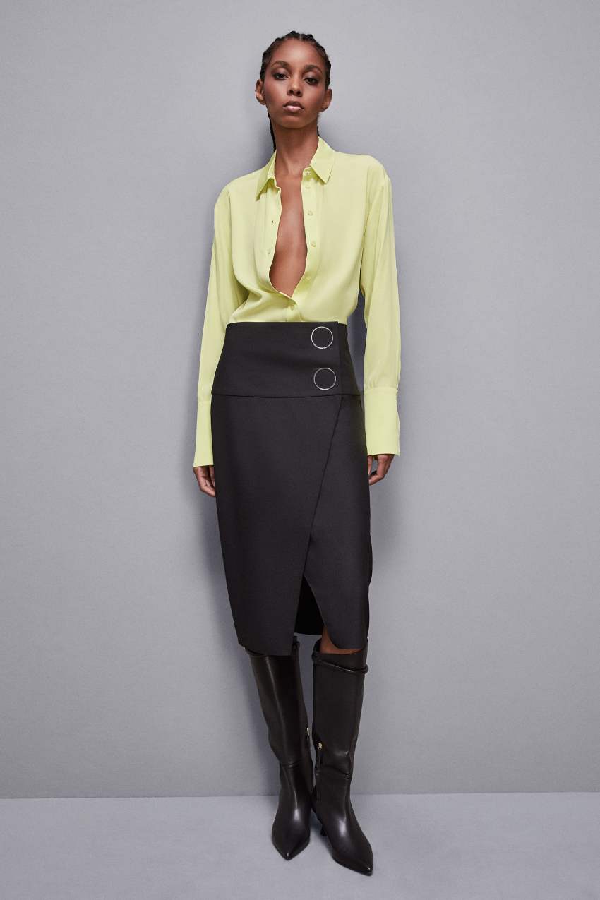 Wool green skirt top
