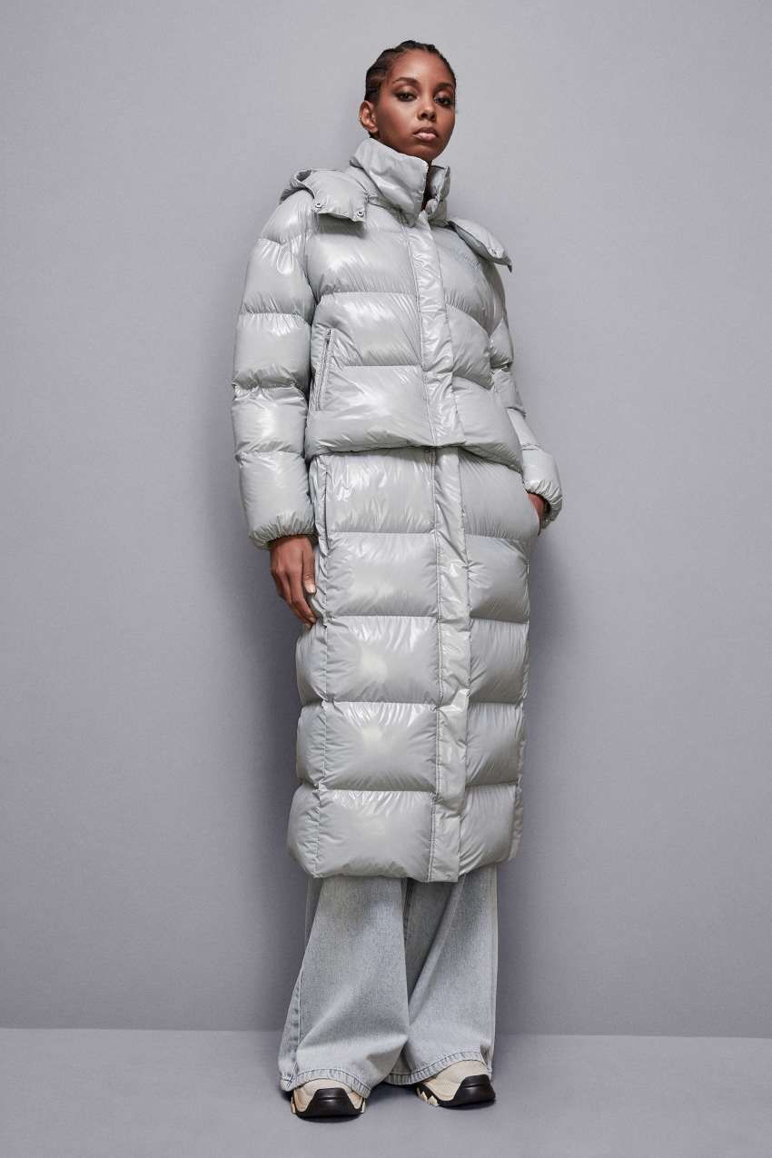 Shiny nylon long down jacket Grey Patrizia Pepe