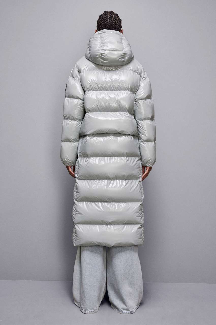 Shiny nylon long down jacket Grey Patrizia Pepe