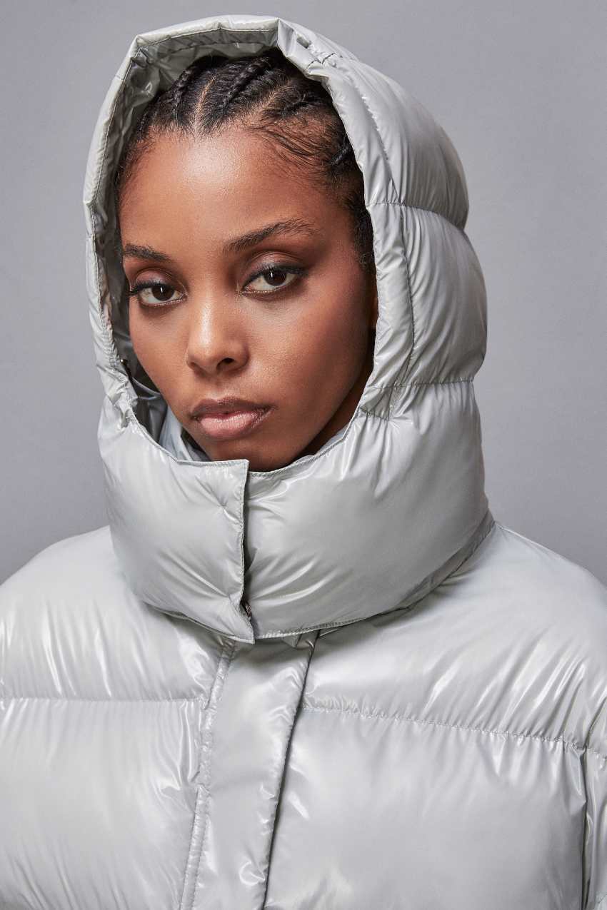 Piumino lungo in nylon lucido Grigio Patrizia Pepe