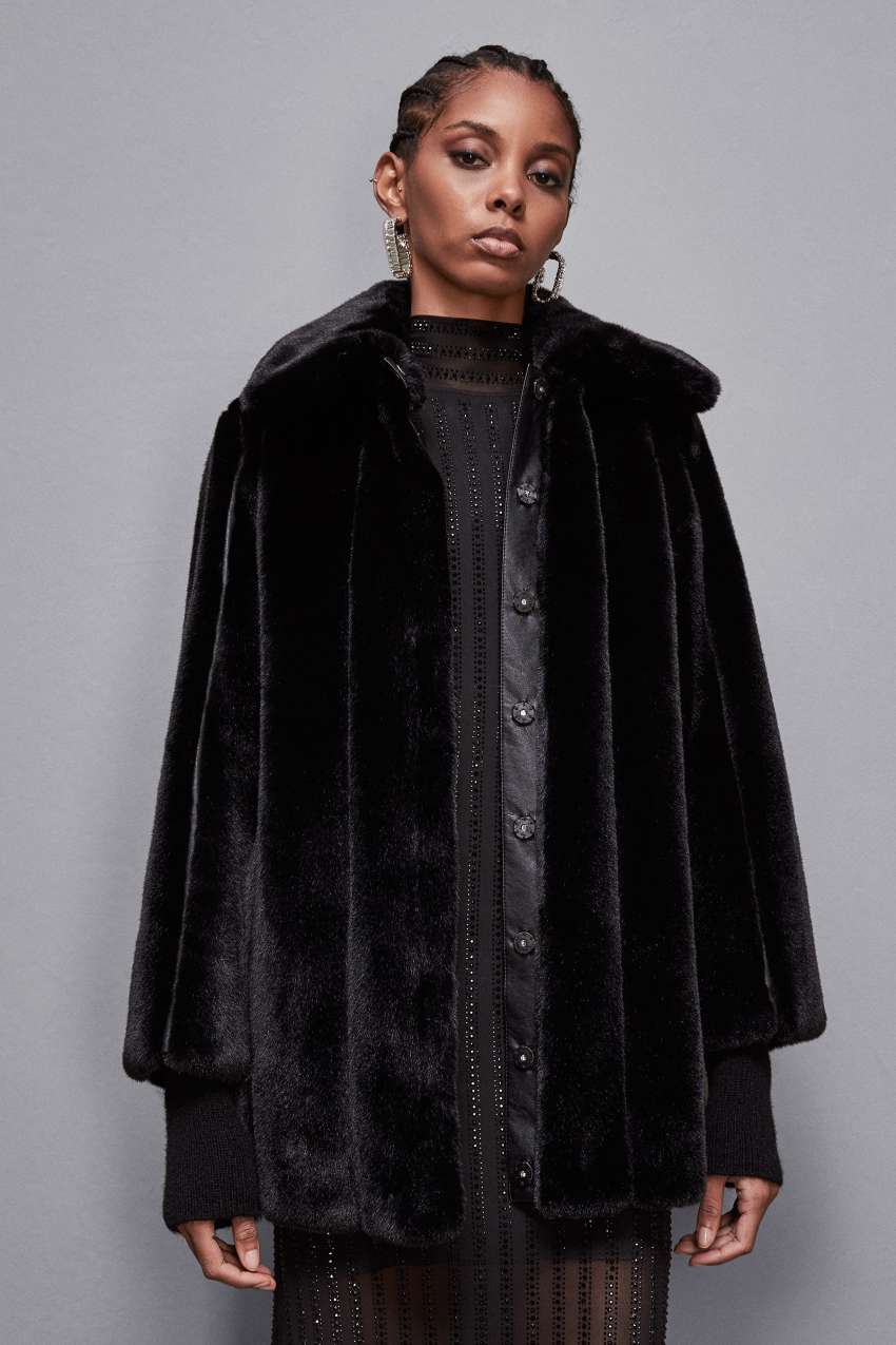 Midi synthetic fabric coat Black Patrizia Pepe