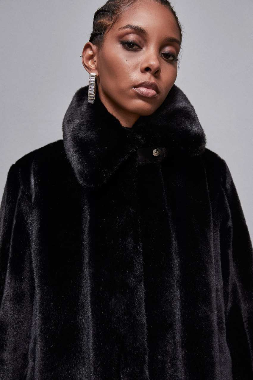 Midi synthetic fabric coat
