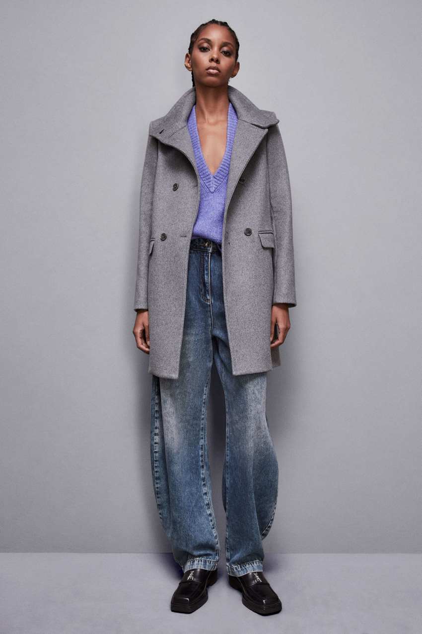 Essential high necked cloth coat Grey Patrizia Pepe