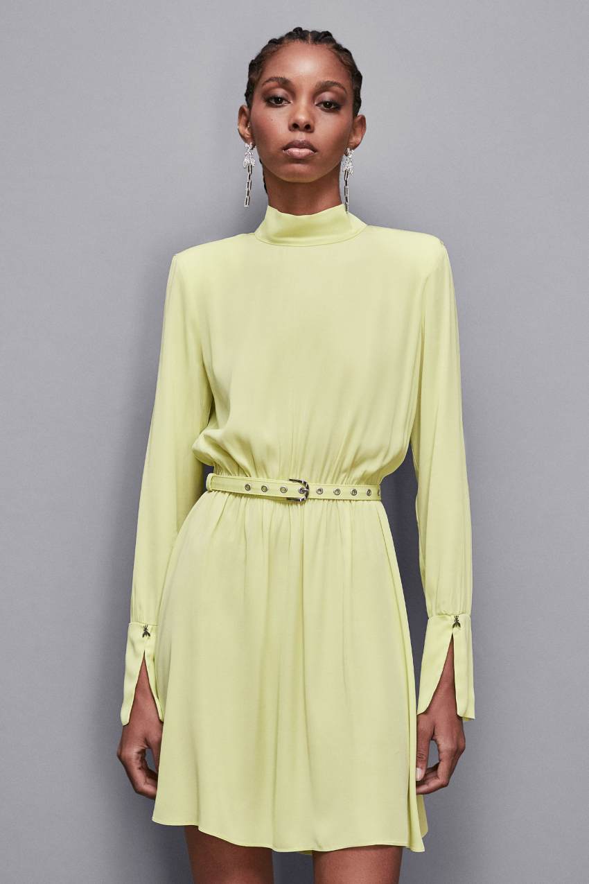 Robe avec ceinture en serge Essential Jaune Patrizia Pepe