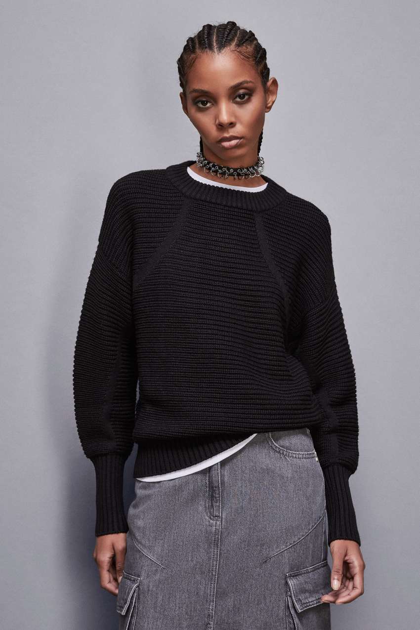 Horizontal ribbed sweater top