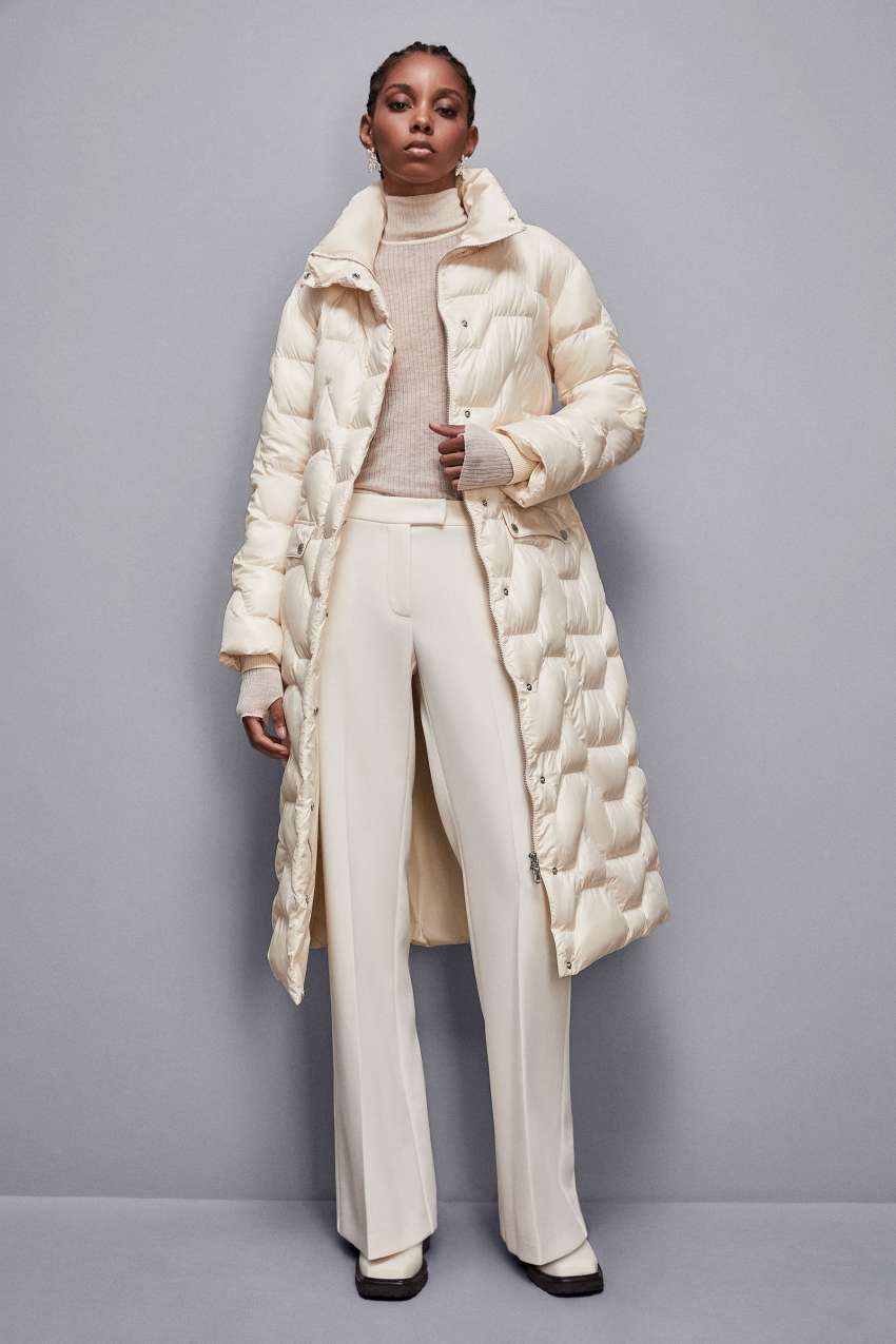 Long quilted nylon down jacket Beige Patrizia Pepe