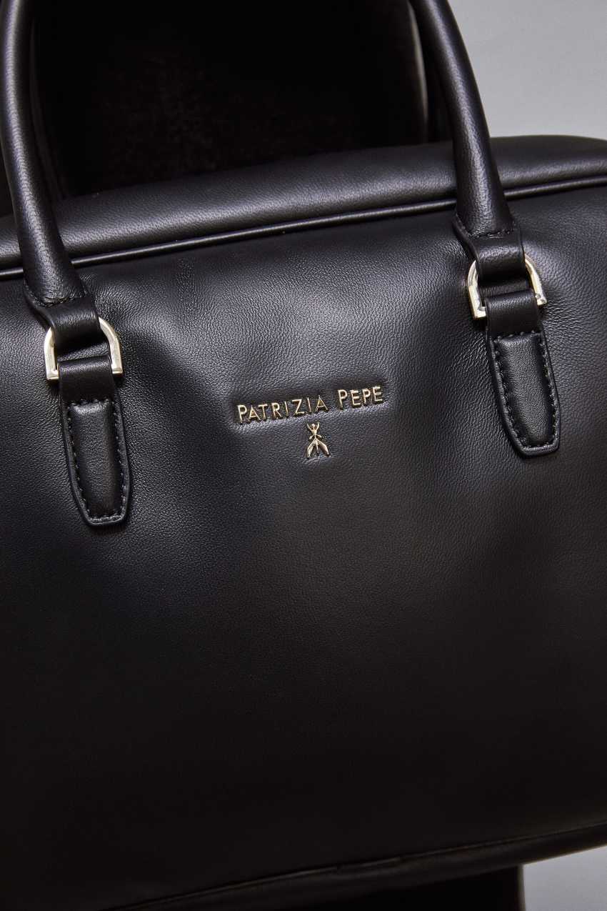 Patrizia Pepe Leather Shoulder Camera Case with Zipper Nero Woman Size U