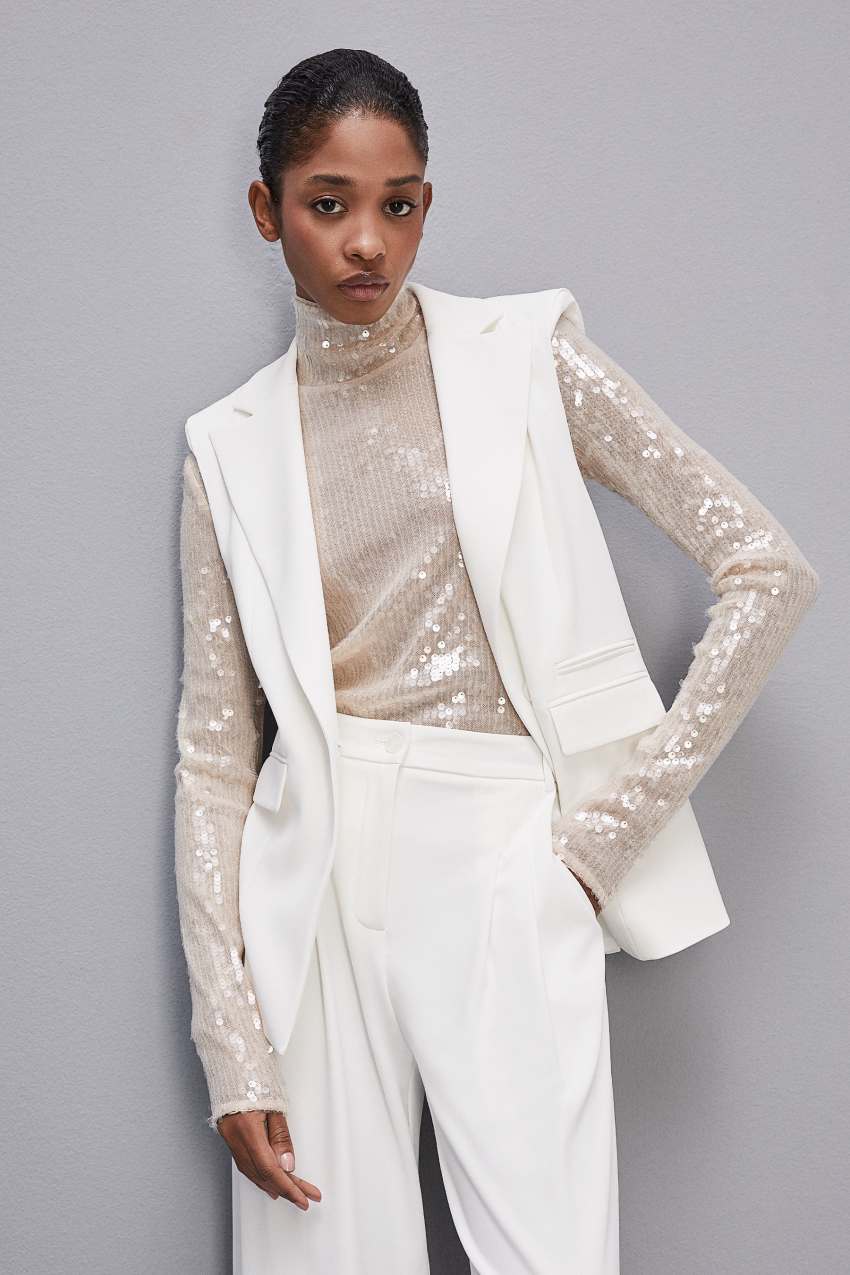 Maglia body in paillettes Beige Patrizia Pepe