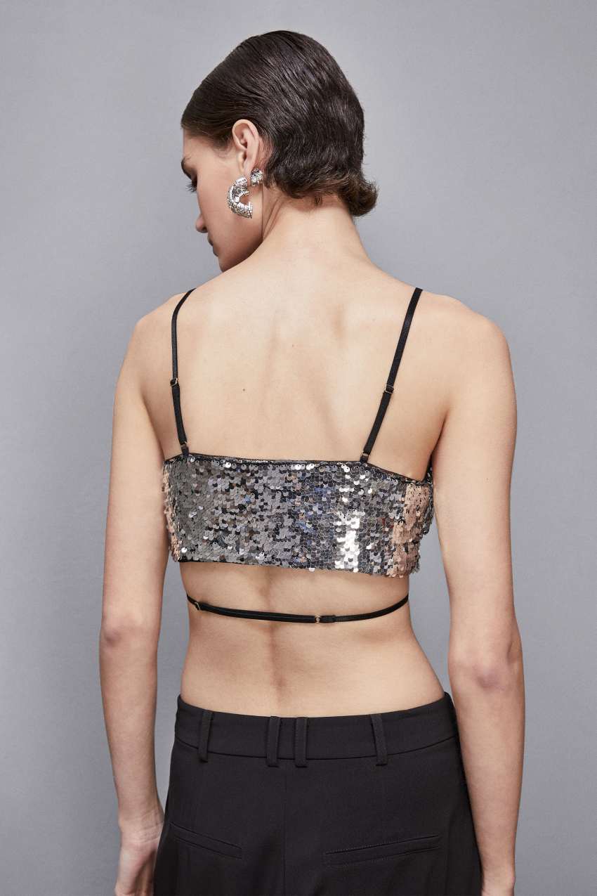 Reggiseno in tulle con paillettes