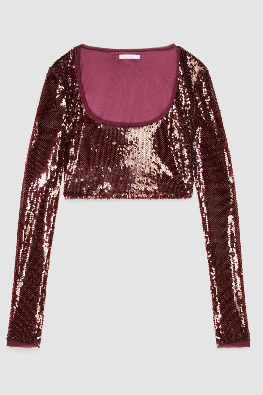 Patrizia Pepe Sequin Top Dark Red Woman Size 42