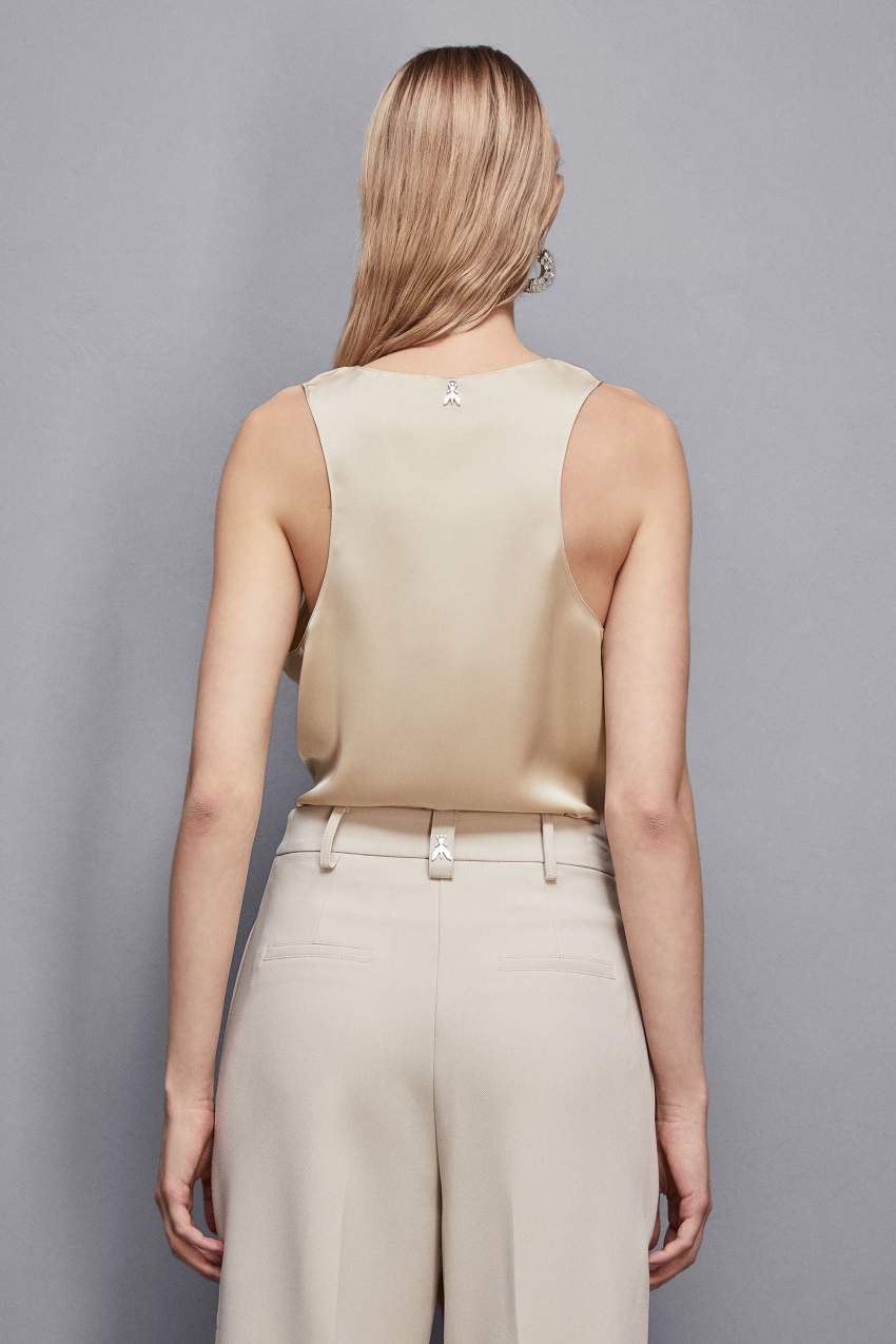 Satin blouse beige store