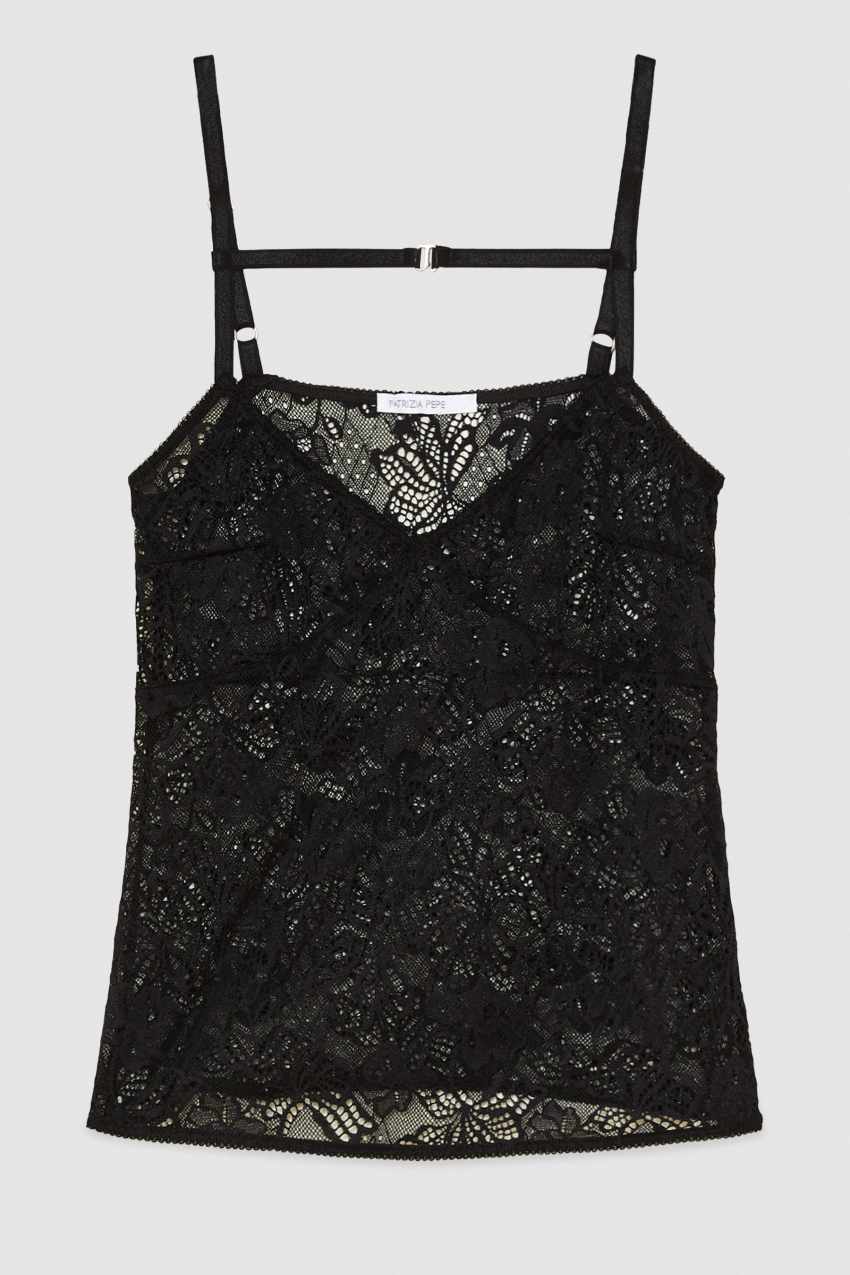 PLISSÉ TOP - BLACK